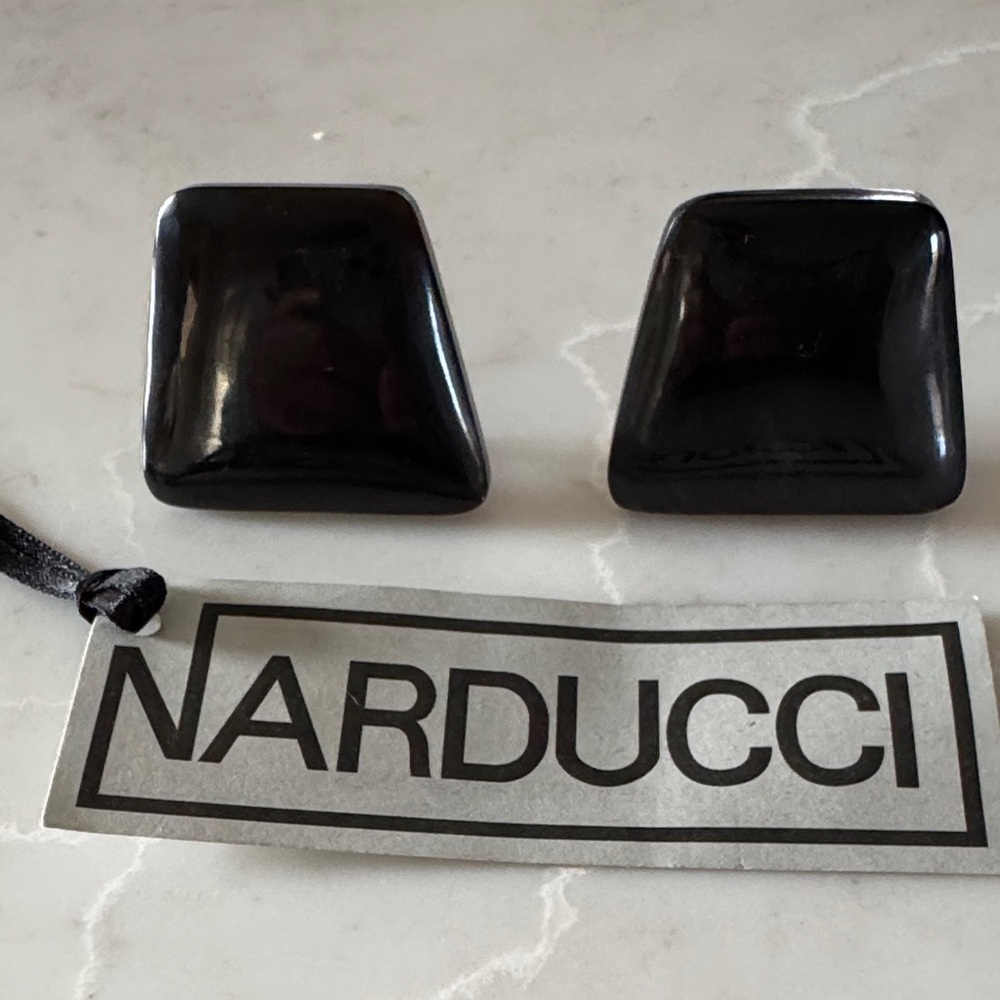 Narducci Black Clip On Earrings